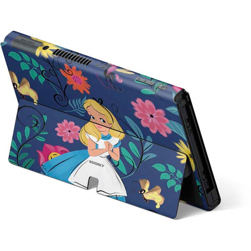 Disney Alice in Wonderland (animated) Floral Print Nintendo Switch OLED (2021) Skin